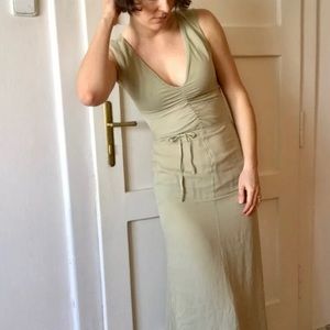 Valentino Roma Olive Silk Sleeveless Maxi Dress 6